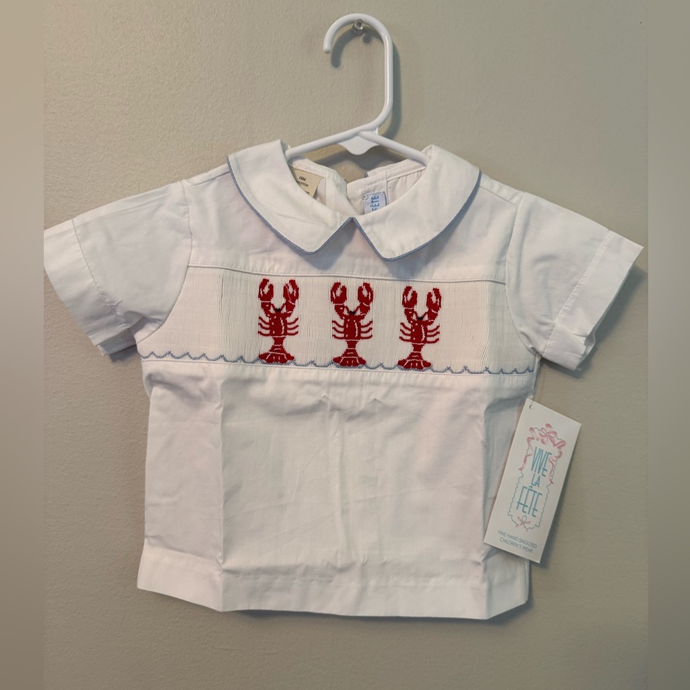 Vive La Fete Smocked Lobster Collared Shirt